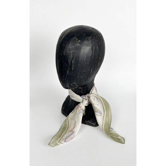 Vintage Silk Butterfly Print Scarf Bandana Headband Cottagecore Romantic Dainty - Picture 3 of 8